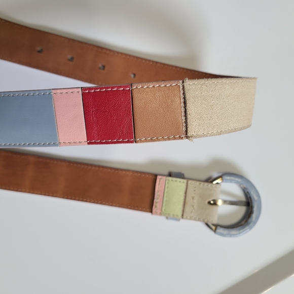 Tanner Beautiful Colorblock Genuine Leather Belt Womens Large Suede Patch ITALY‎ main image 10